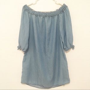 Crown and Ivy Off-Shoulder Chambray Dress